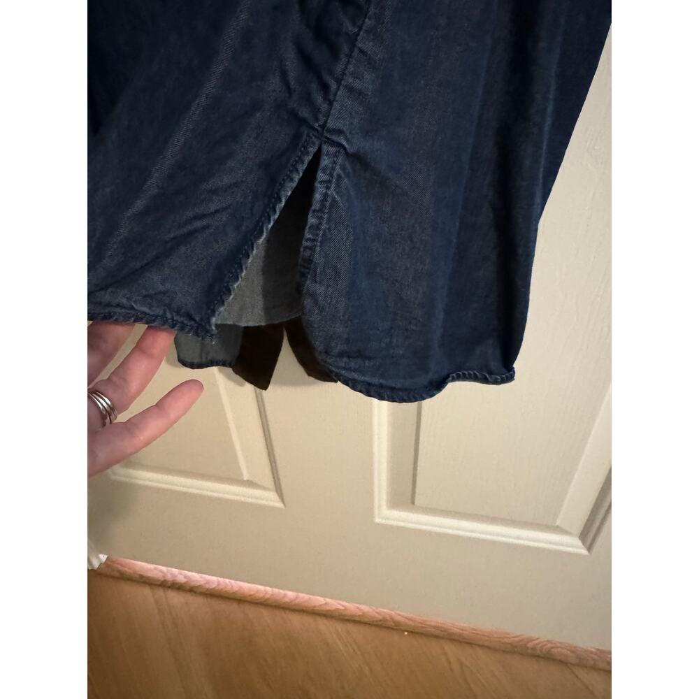 Soft Surroundings Chambray Shirt Dress Faux Suede Western Plus 2X Blue. - Picture 8 of 9